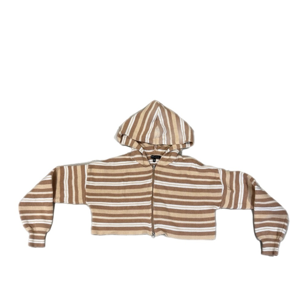 Kendall & Kylie Tan Striped Hoodie XS